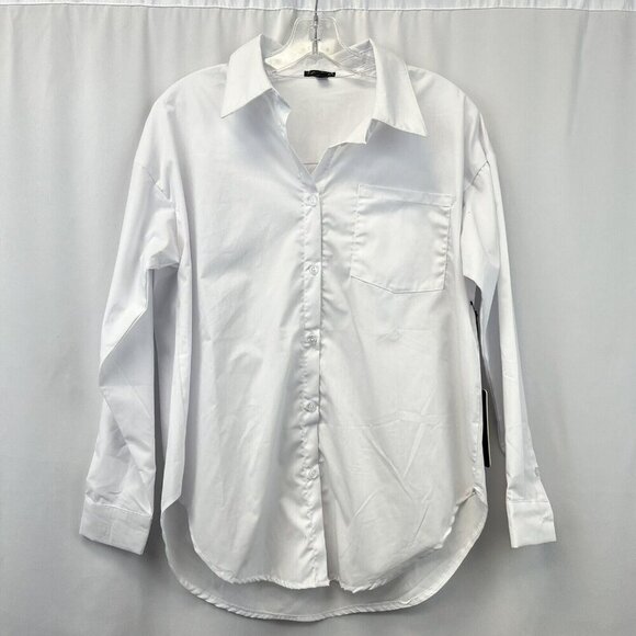 NWT J For Justify Womens Collared Button Up Shirt White Size M - Picture 1 of 11